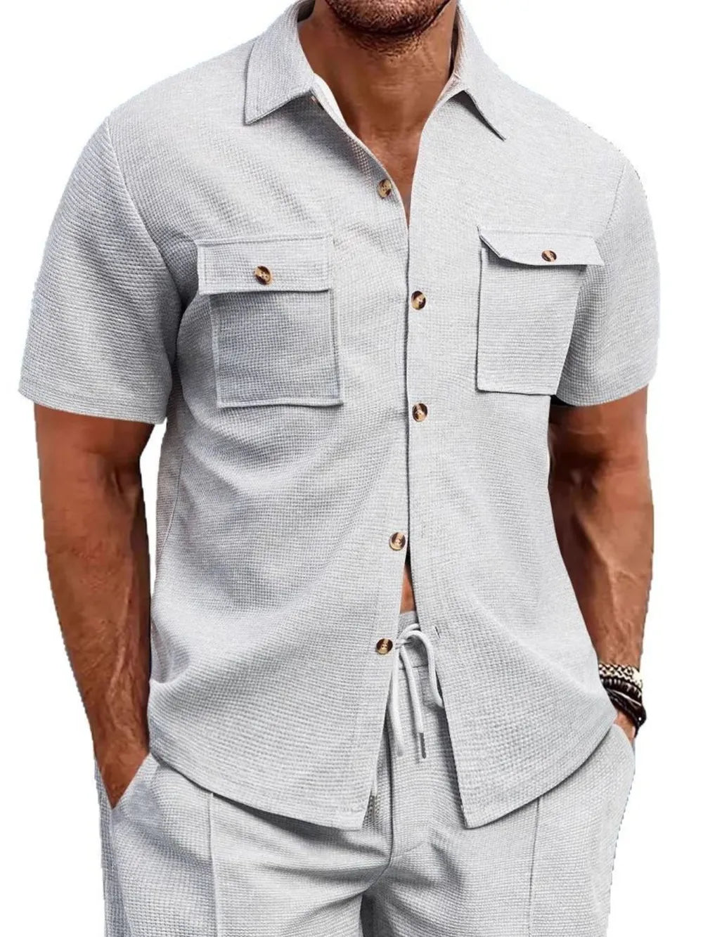 Men's Full Size Button Down Short Sleeve Shirt Plus Size
