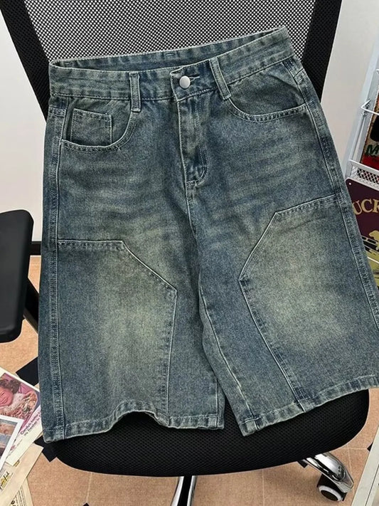 Men's Plus Size Vintage Wash Denim Shorts