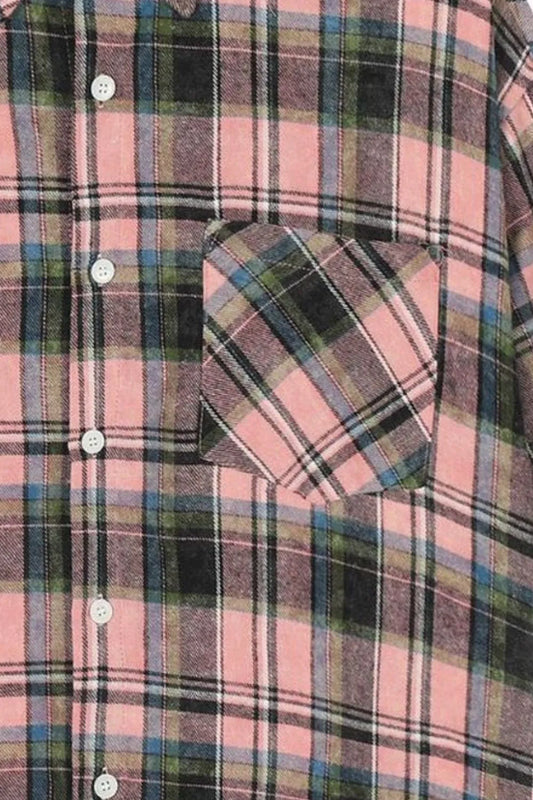 Men's Plaid Oversized Short Sleeve Shirt