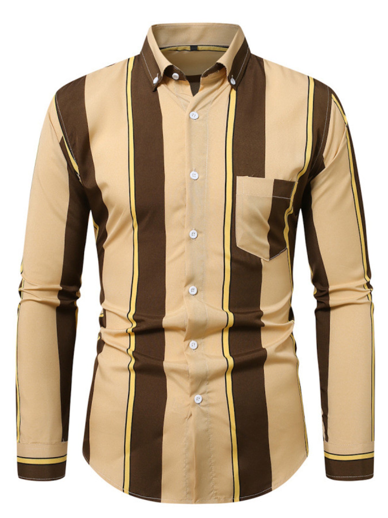 Men's Plus Size Slim Fit Striped Button Up Shirt