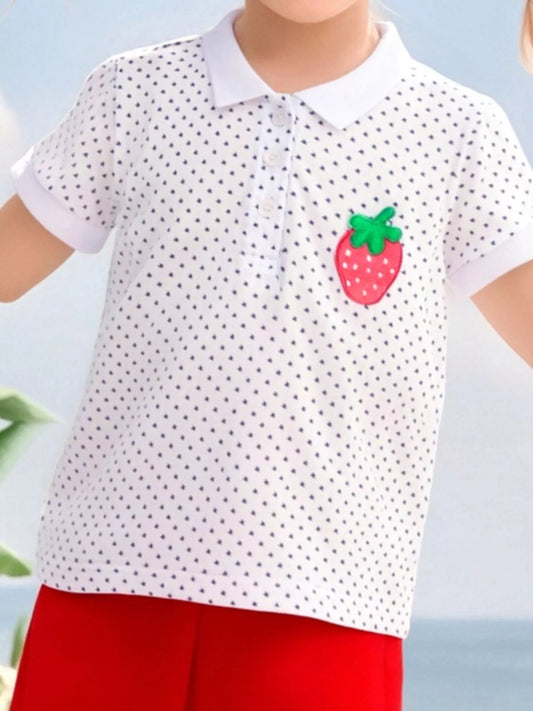 Children's Strawberry Polka Dot Polo
