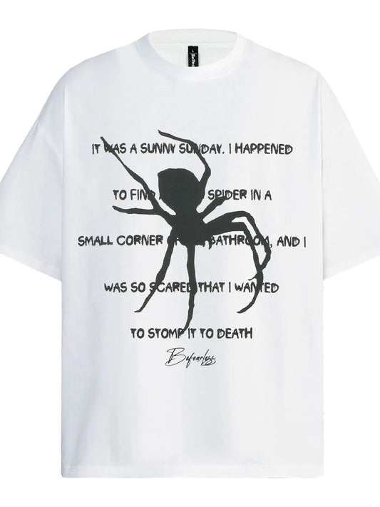 Men's Oversized Gothic Spider Graphic T-Shirt