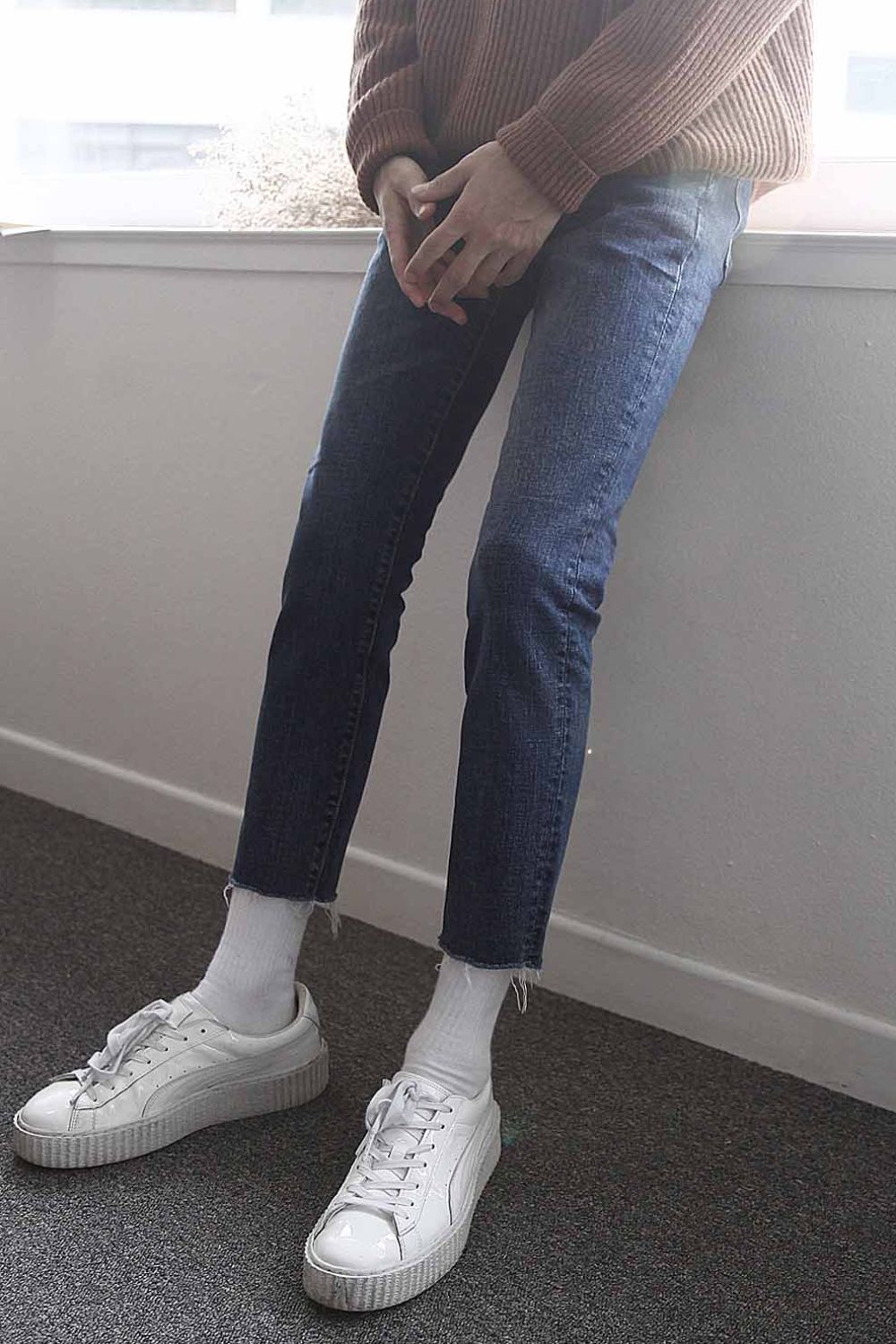 Men's Frayed Hem Skinny Jeans