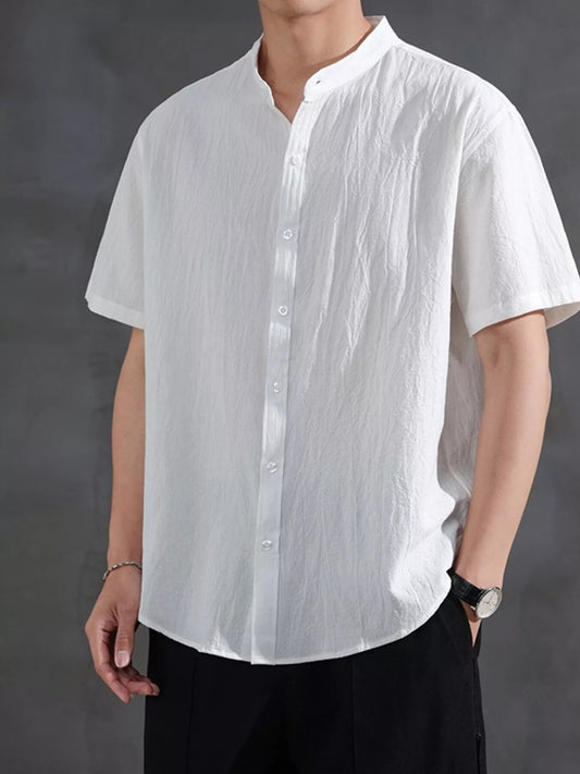 Men's Plus Size Casual Linen Short Sleeve Shirt