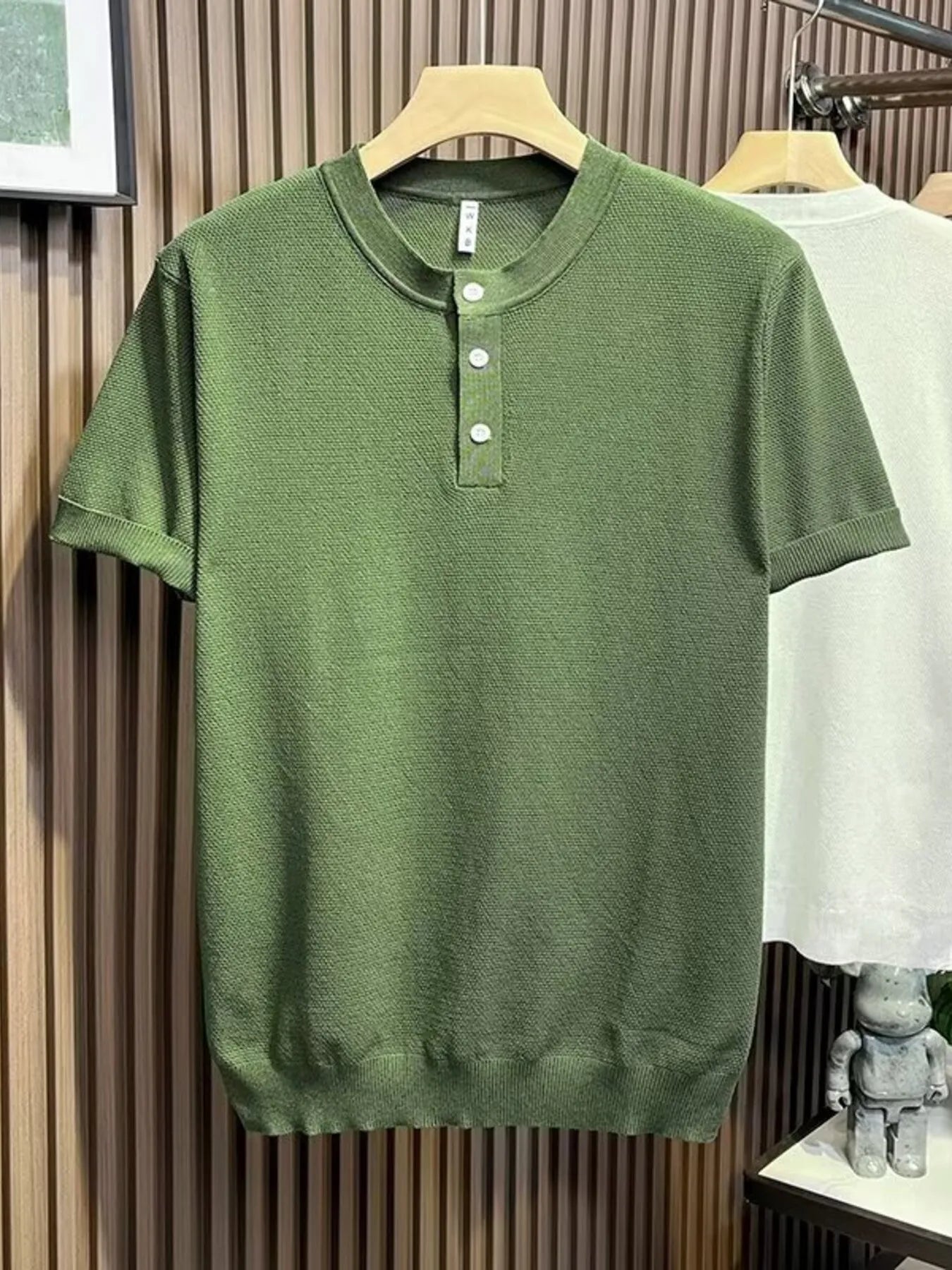 Men's Full Size Classic Short Sleeve Knit T-Shirt with Button Detail Plus Size