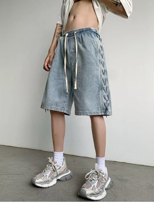 Men's Full Size Drawstring Loose Fit Denim Shorts Plus Size