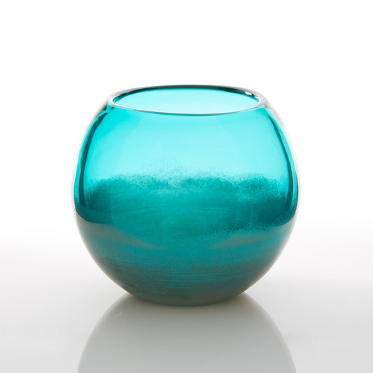 Accent Plus Small Aqua Fish Bowl Vase - Decorative Glass Home Décor