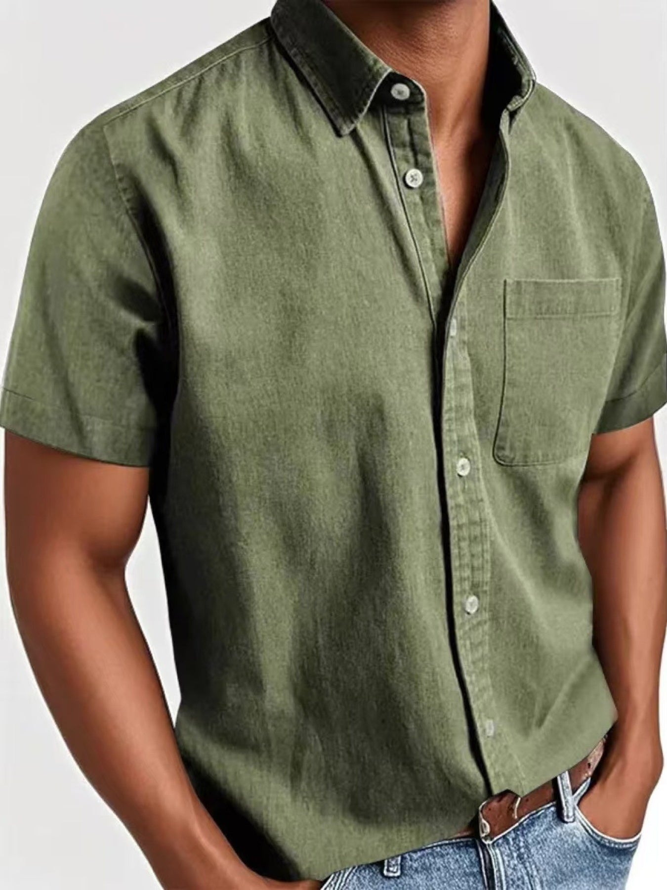 Men's Full Size Casual Short Sleeve Shirt Plus Size