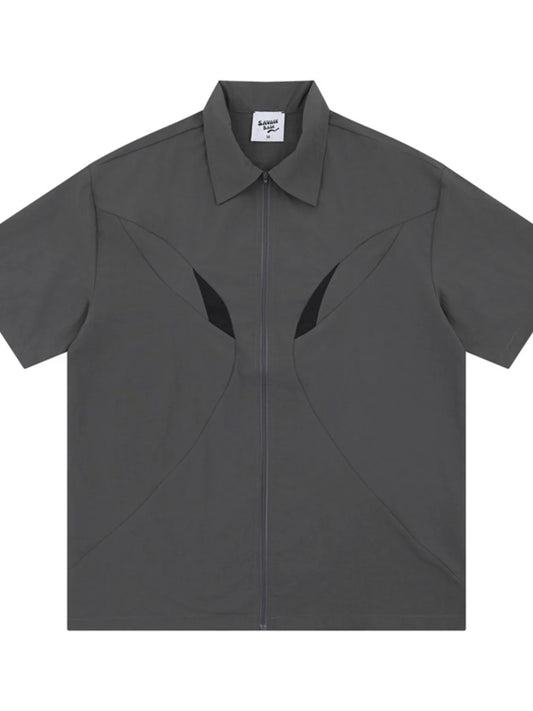 Men's Zip Up Short Sleeve Shirt