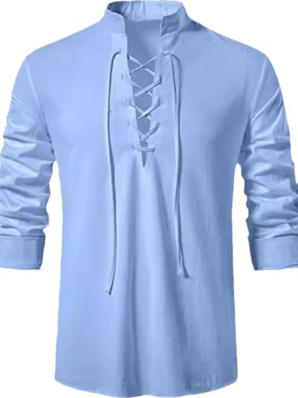 Men's Lace Up Long Sleeve Blouse