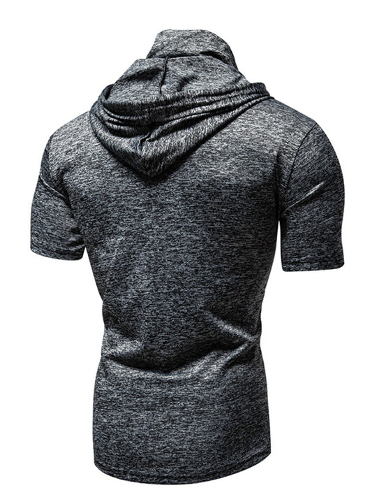 Men's Heathered Short Sleeve Hooded T-Shirt