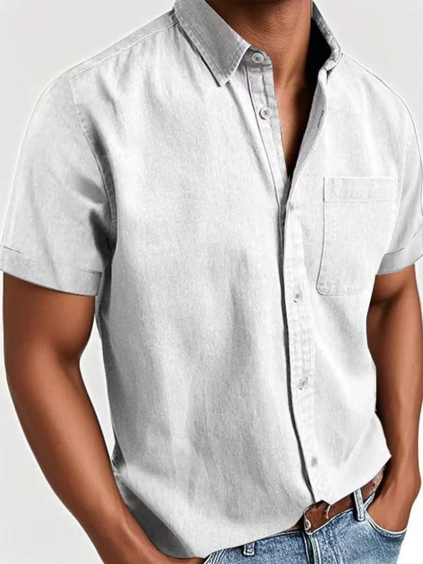 Men's Full Size Casual Short Sleeve Shirt Plus Size
