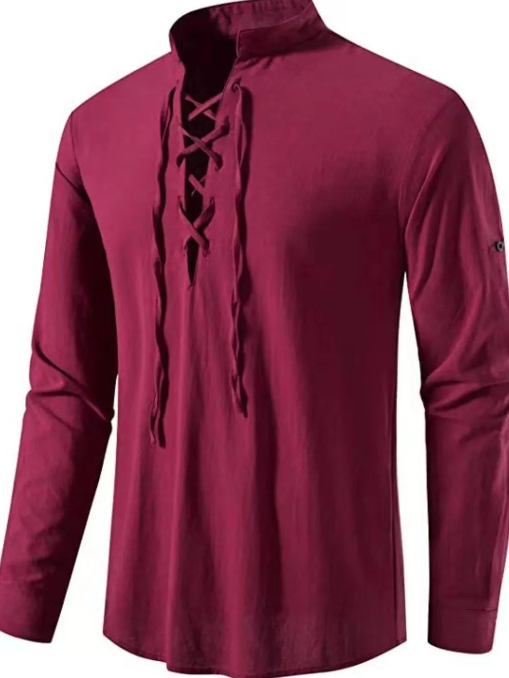 Men's Lace Up Long Sleeve Blouse