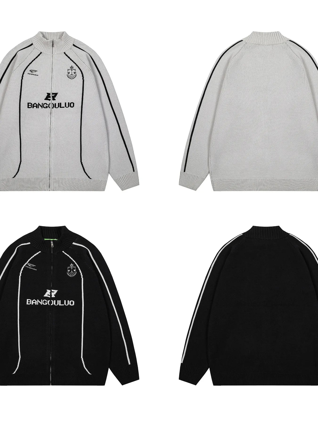 Men's Zip-Up Cardigan with Accent Stripes