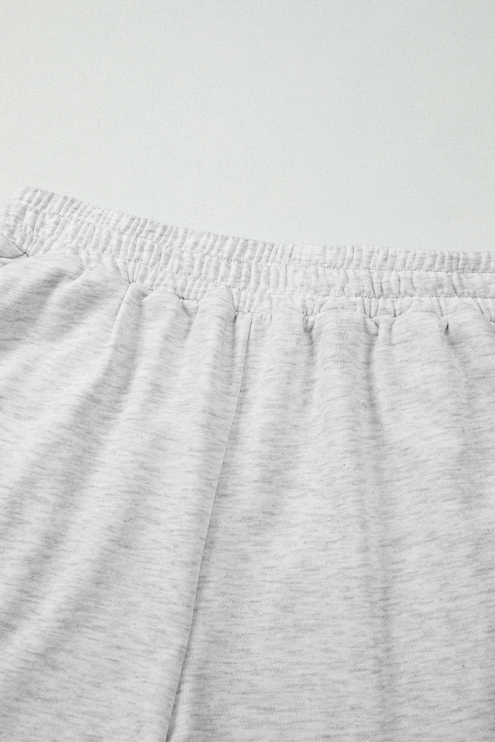  Light Grey Bow Embroidery Long Sleeve Pullover and High Waist Shorts Set