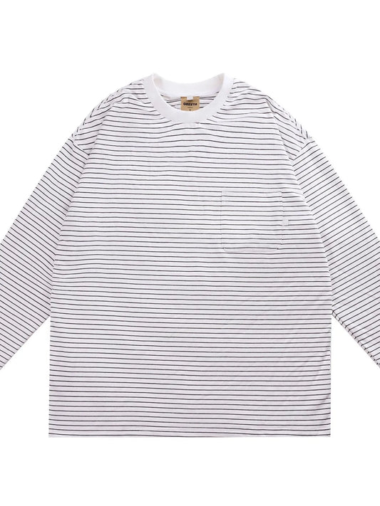 Men's Oversized Striped Long Sleeve T-Shirt