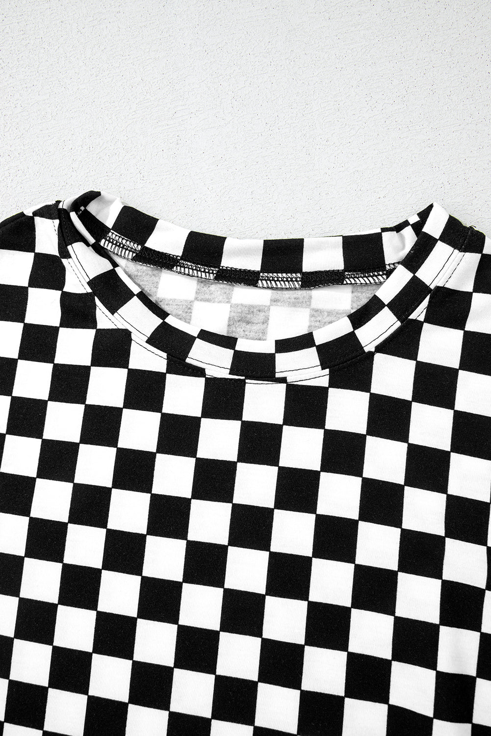  Beige Checkered Print Long Sleeve Loose Fit Pajama Set