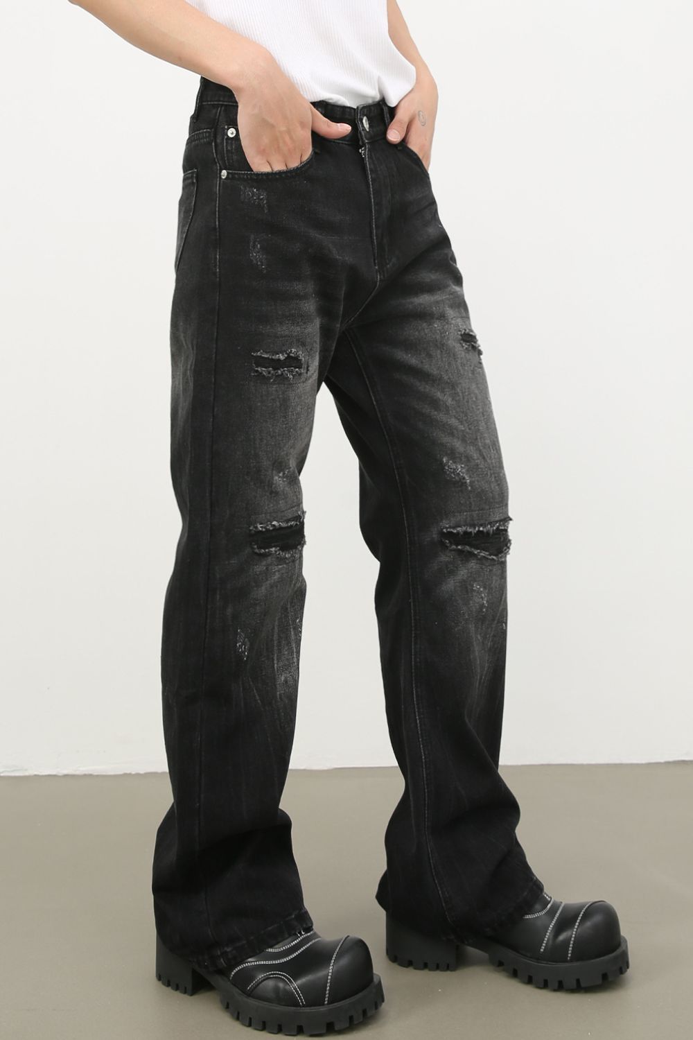 Men's Distressed Jeans with Pockets