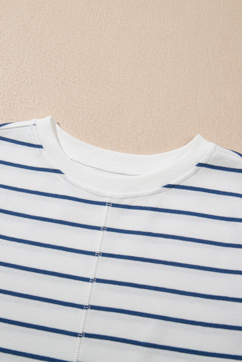 Sail Blue Casual Striped Tee and Wide Leg Pants Set