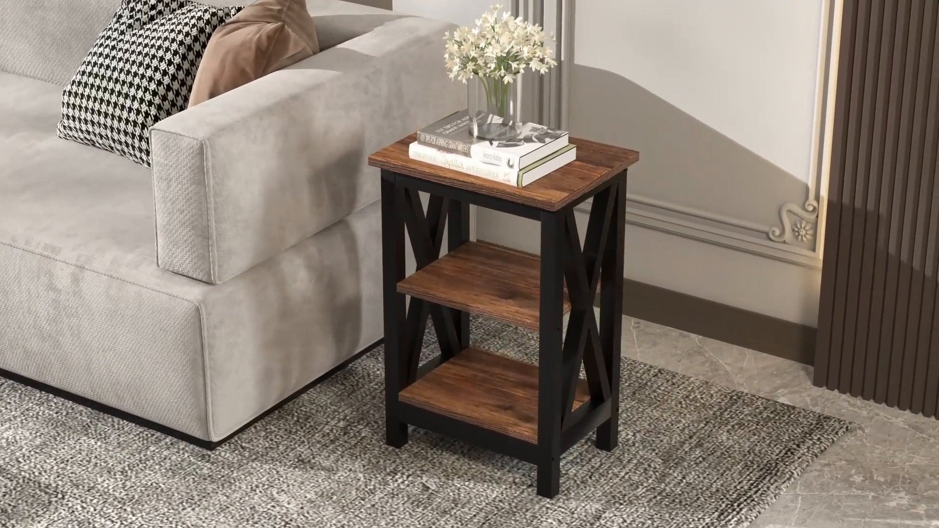 Lark Manor Alsa Brown End Table Set with Storage Drawers