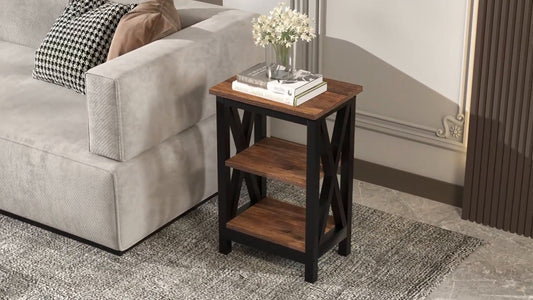 Lark Manor Alsa Brown End Table Set with Storage Drawers