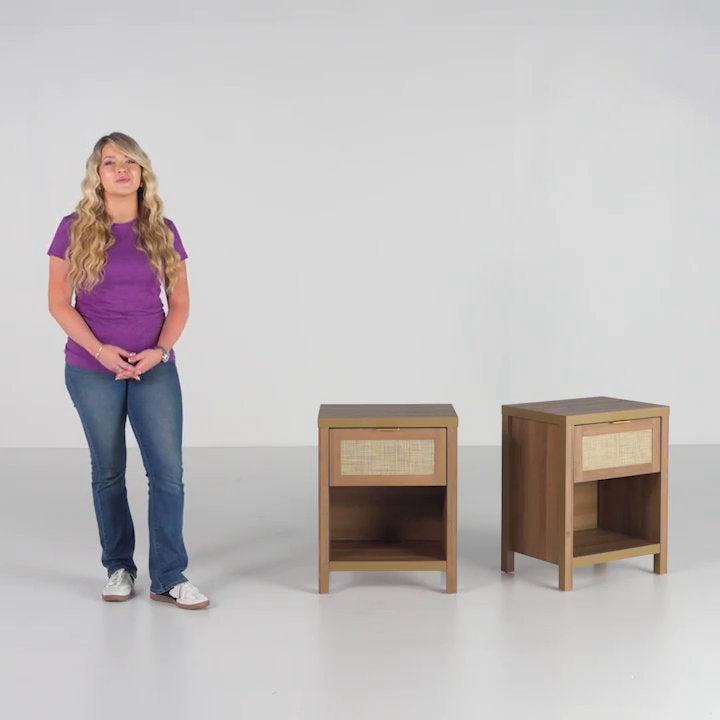 Bayou Breeze Alayha Light Natural Oak 1-Drawer Nightstand