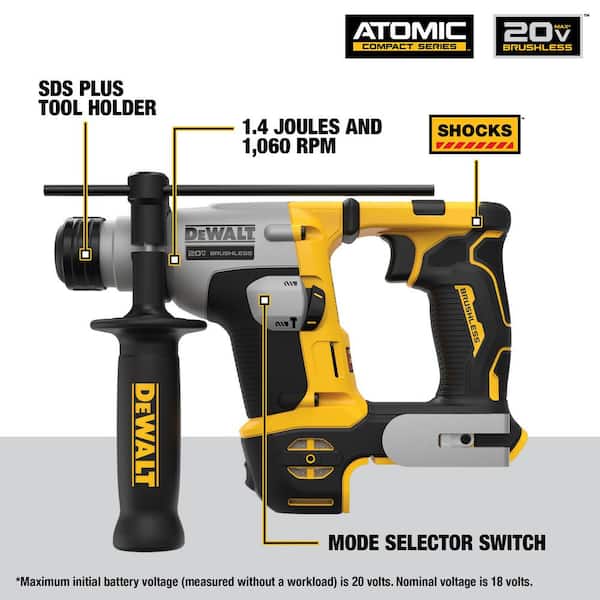 DEWALT ATOMIC 20V MAX Cordless Brushless Ultra-Compact SDS Plus Rotary Hammer Drill