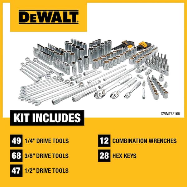 DEWALT 204-Piece Heavy-Duty Professional Mechanics Tool Set for Auto Repair