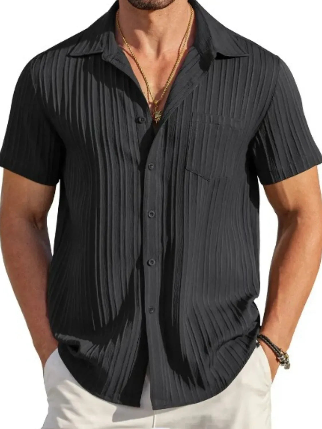 Men's Full Size Button Up Short Sleeve Shirt Plus Size