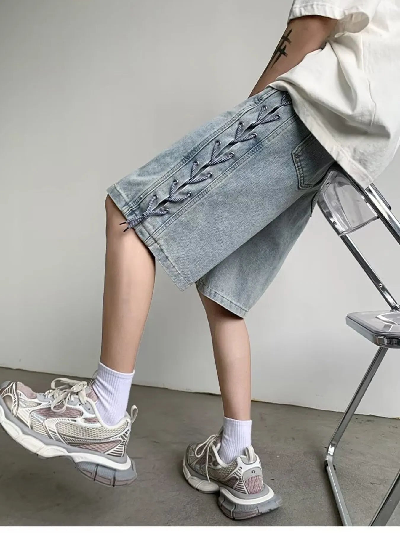 Men's Full Size Drawstring Loose Fit Denim Shorts Plus Size