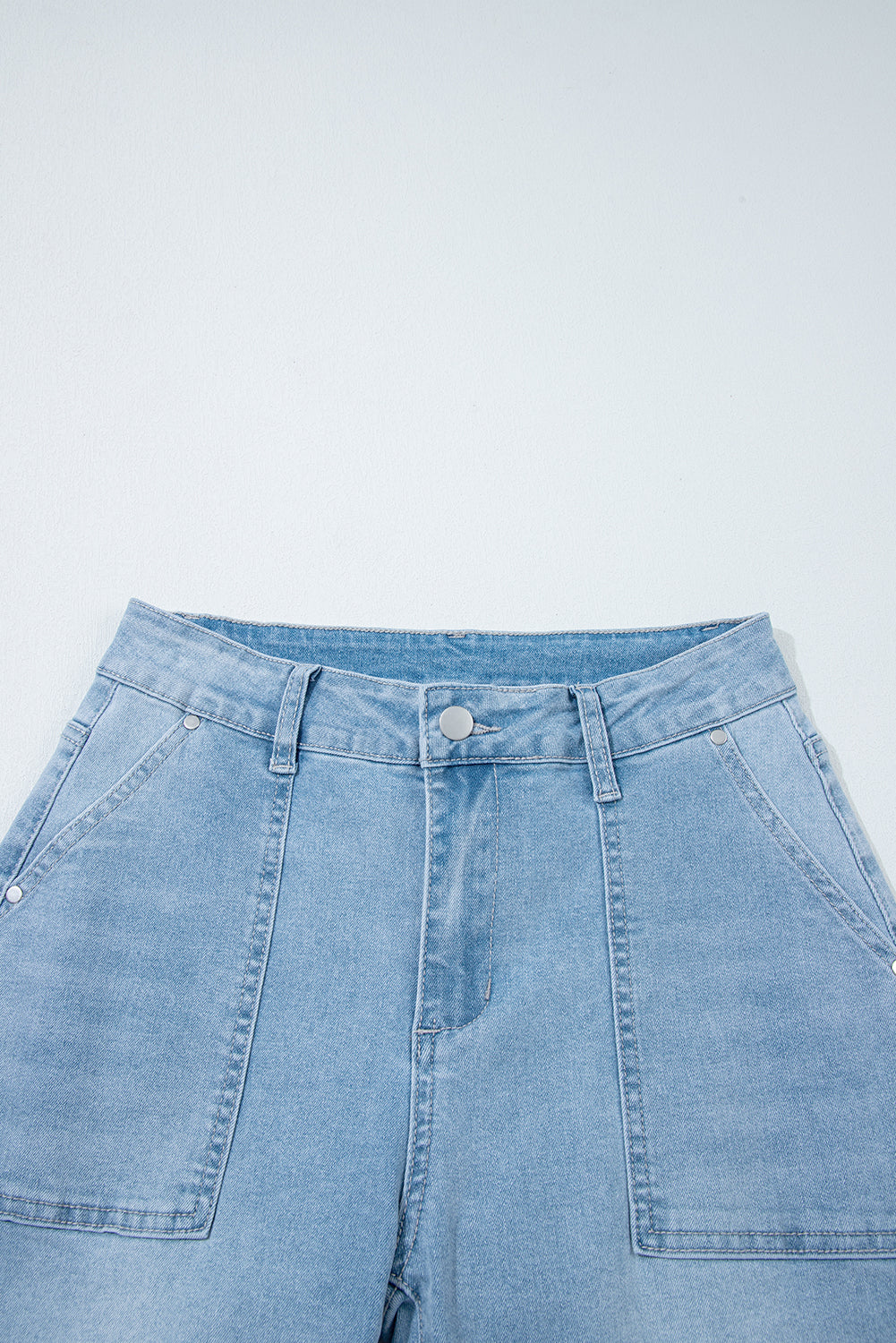 Beau Blue High Rise Relaxed Patch Pocket Jeans