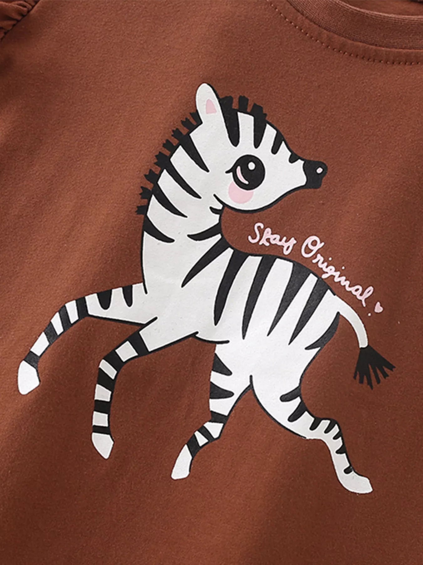 Children's Zebra Ruffle Cap Sleeve Top