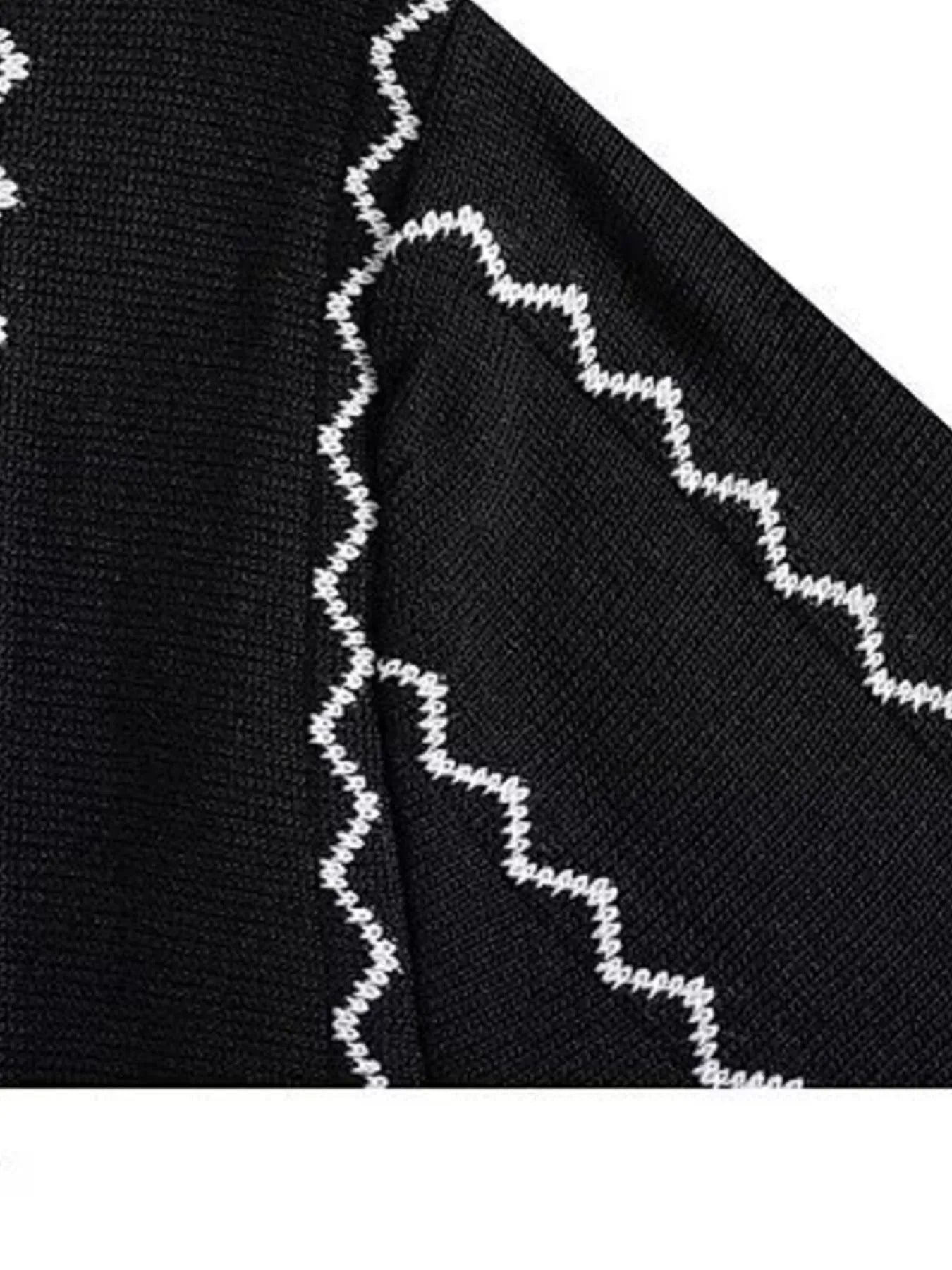 Men's Full Size Zigzag Striped Knit Polo Plus Size