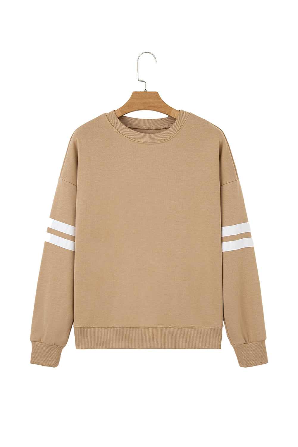 Black Preppy Striped Sleeve Loose Sweatshirt