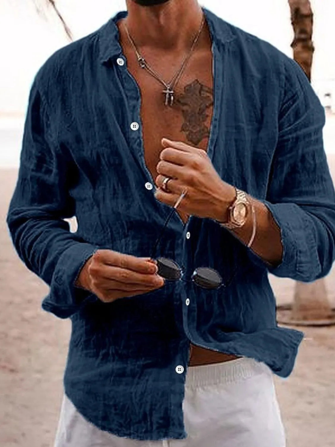 Men's Full Size Button Up Long Sleeve Shirt Plus Size