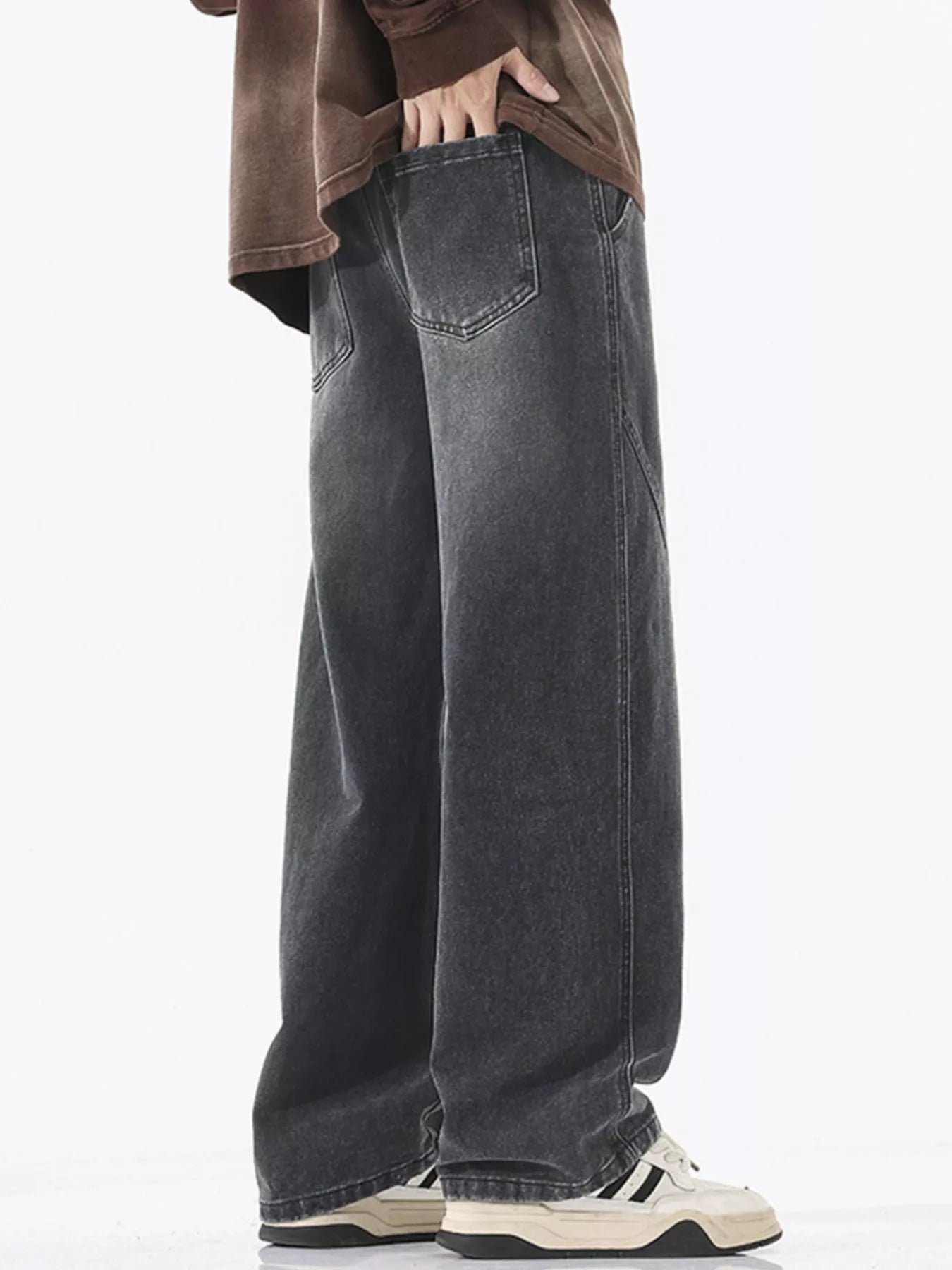 Men's Full Size Vintage Wash Wide Leg Jeans Plus Size