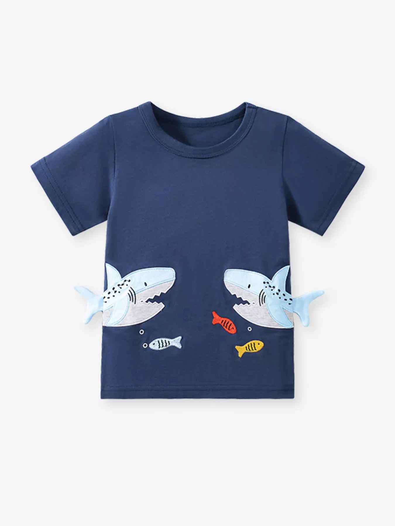 Children's Shark Graphic Crew Neck Short Sleeve T-Shirt