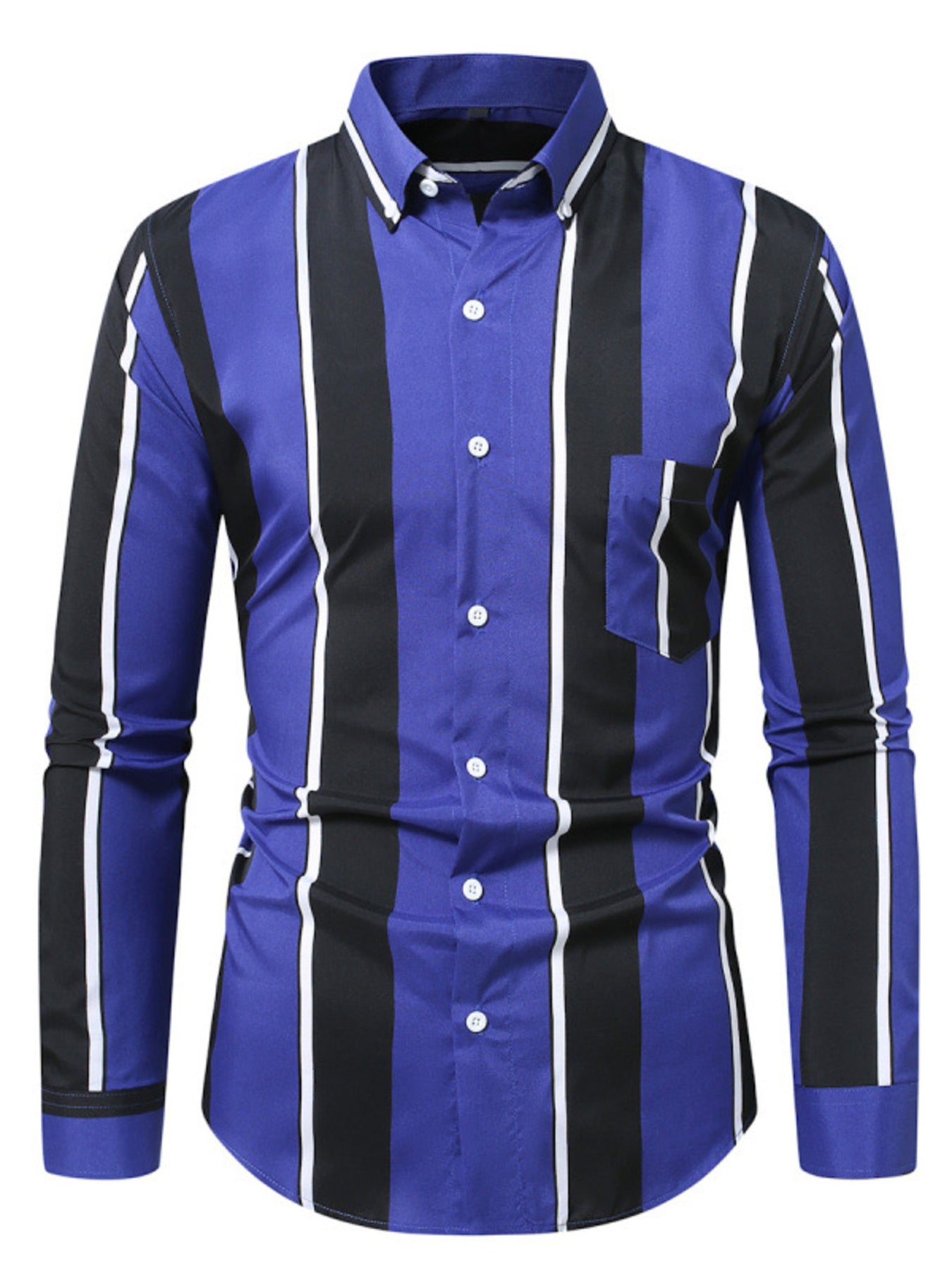 Men's Plus Size Slim Fit Striped Button Up Shirt
