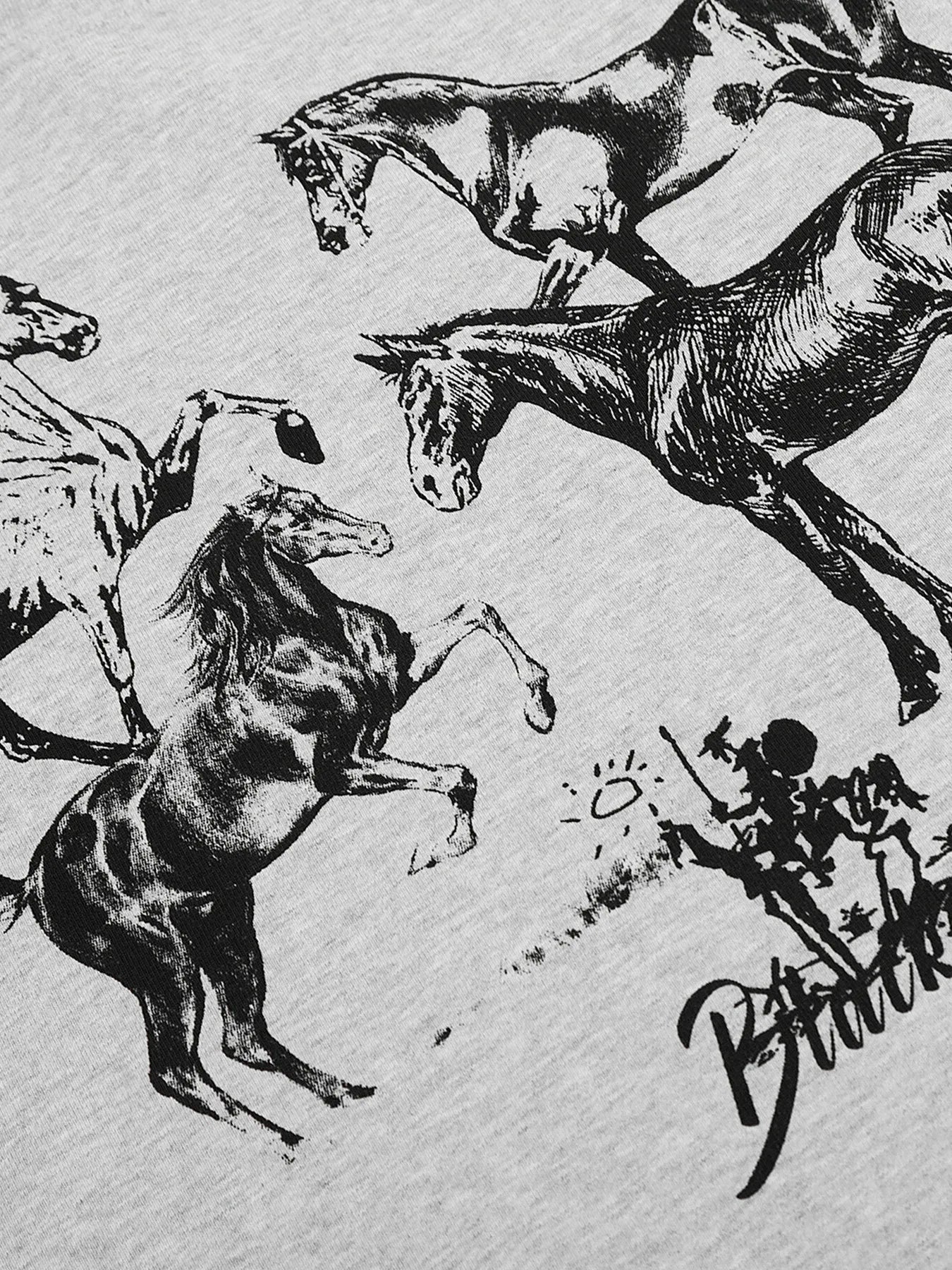 Men's Vintage Horse Graphic Long Sleeve T-Shirt