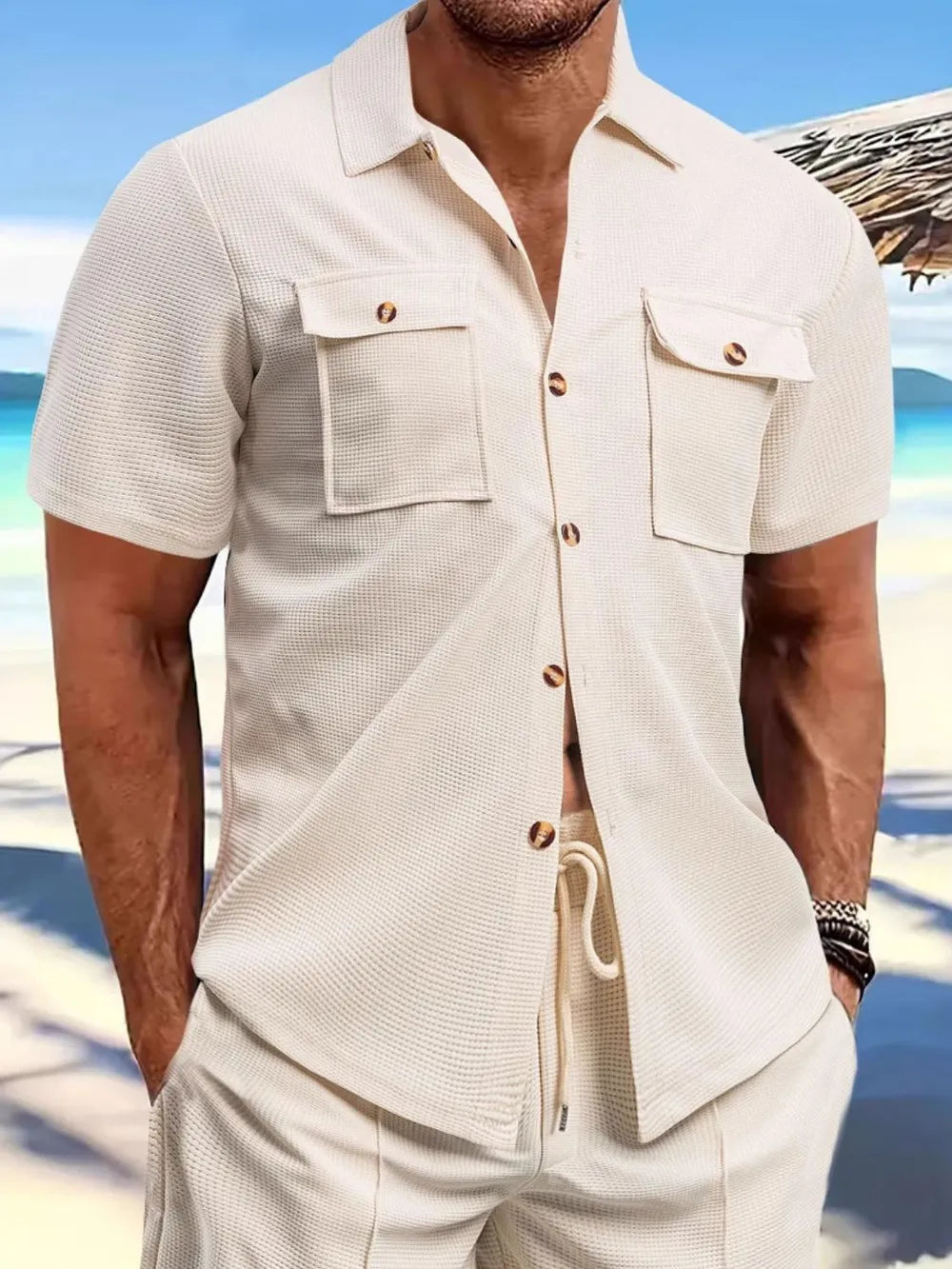 Men's Full Size Button Down Short Sleeve Shirt Plus Size