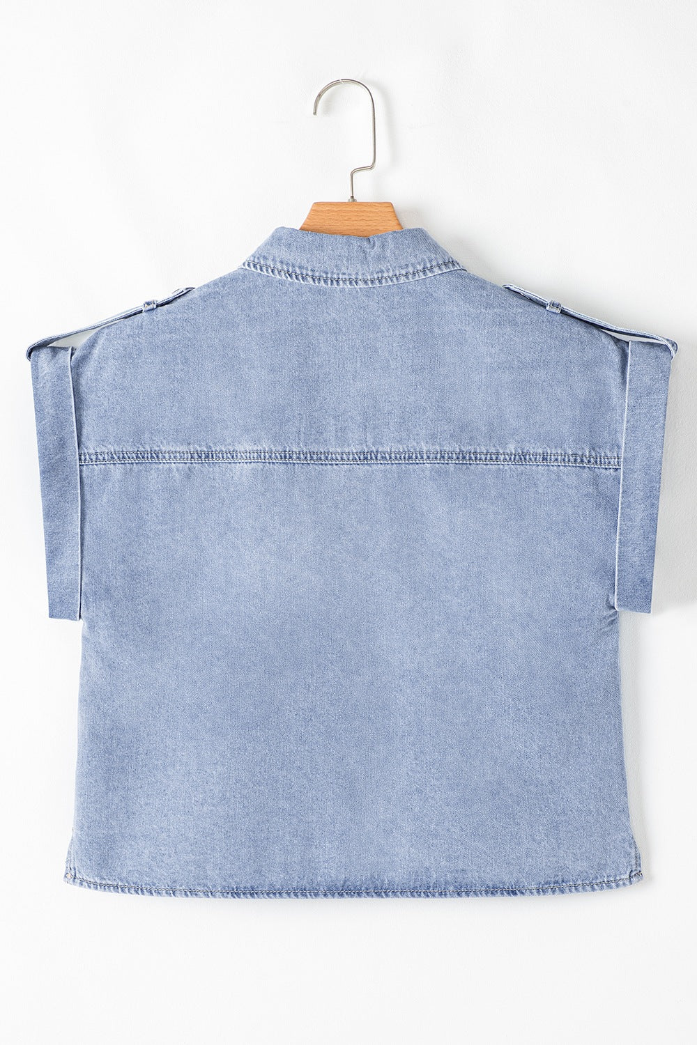 Snap Down Cap Sleeve Denim Top