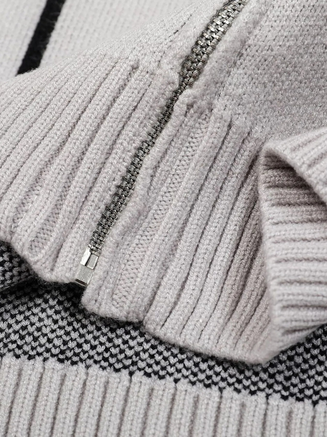 Men's Zip-Up Cardigan with Accent Stripes