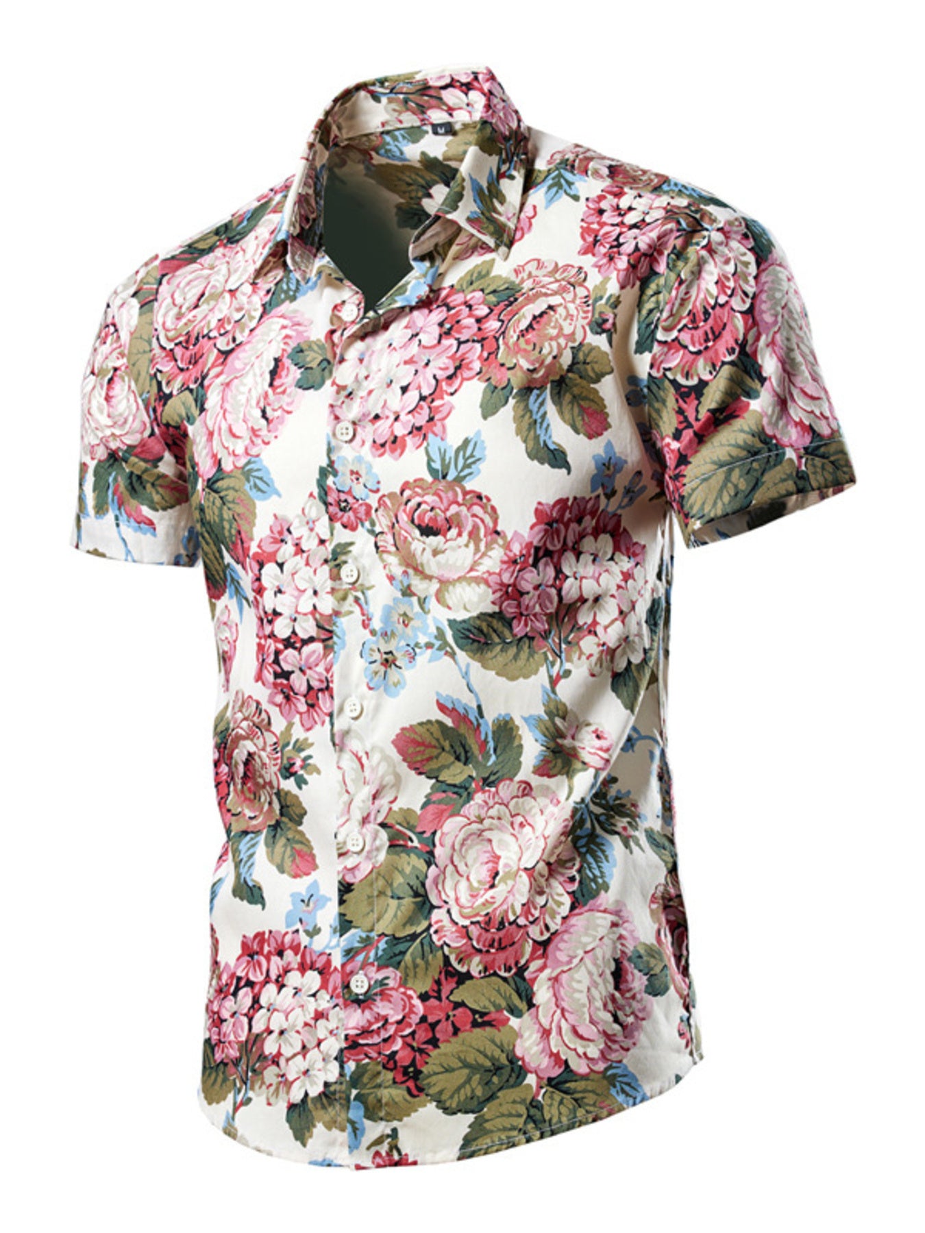 Men's Plus Size Floral Print Short Sleeve Casual Shirt
