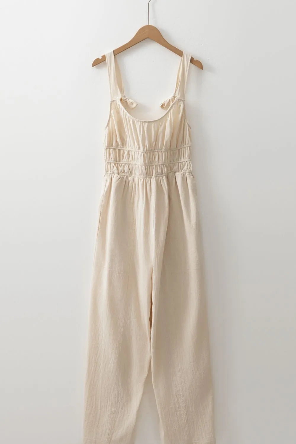 Ruched Sleeveless Wide Leg Jumpsuit