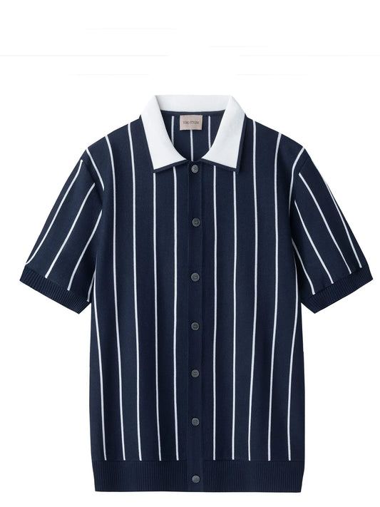 Men's Full Size Striped Button Up Top Plus Size