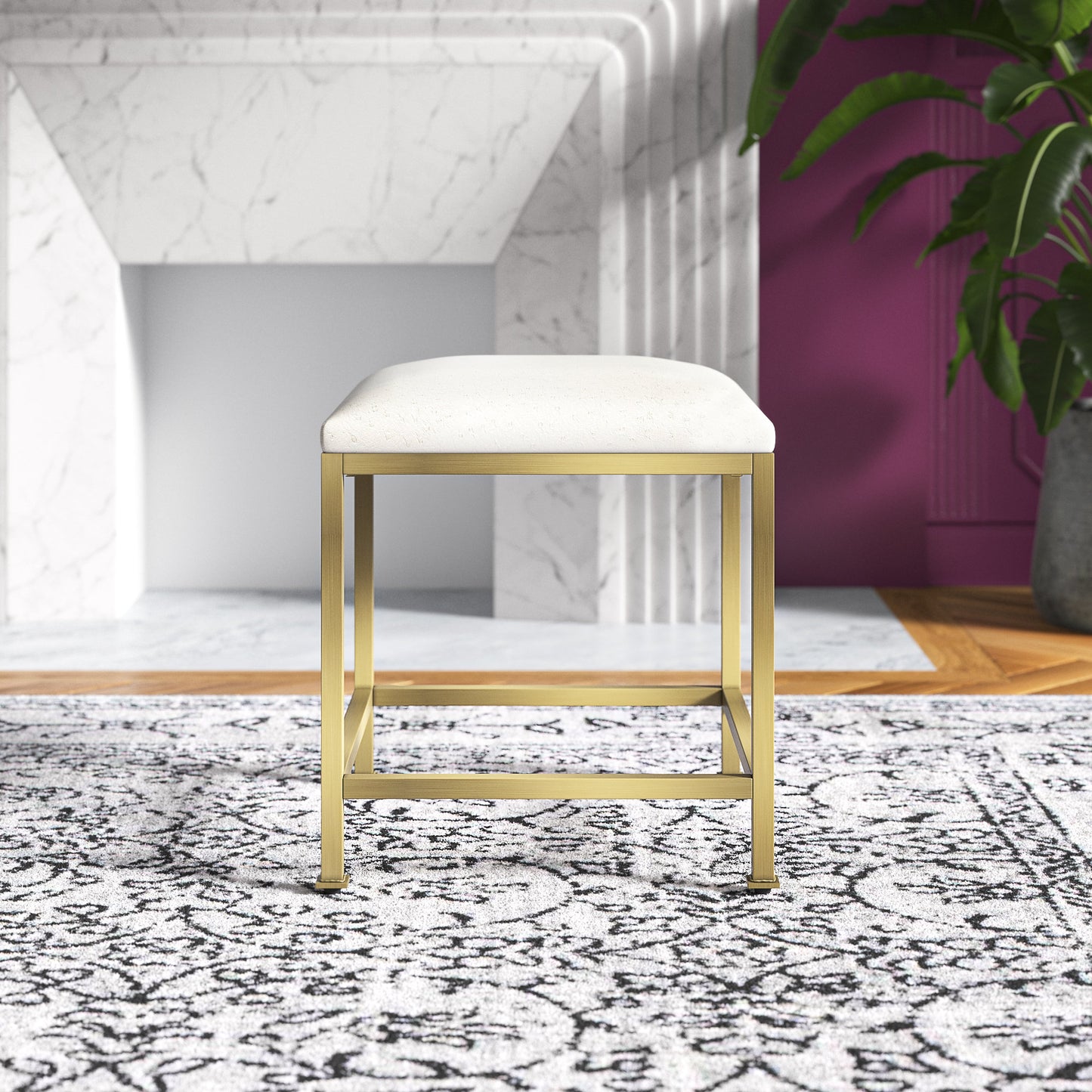 Eiffe Metal Accent Stool Gold Finish