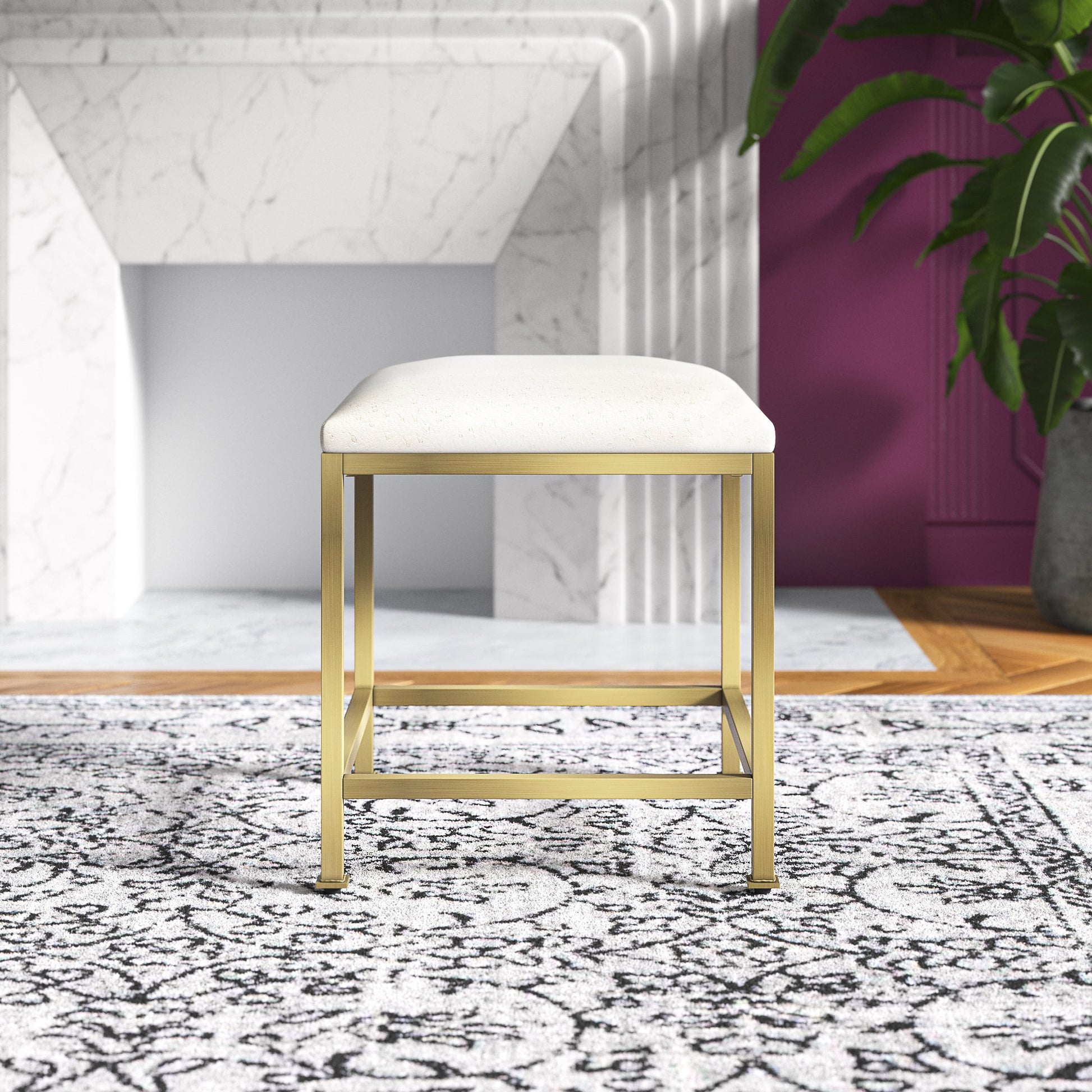 Eiffe Metal Accent Stool Gold Finish