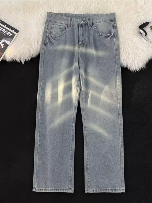 Men's Full Size Vintage Wash Wide Leg Jeans Plus Size