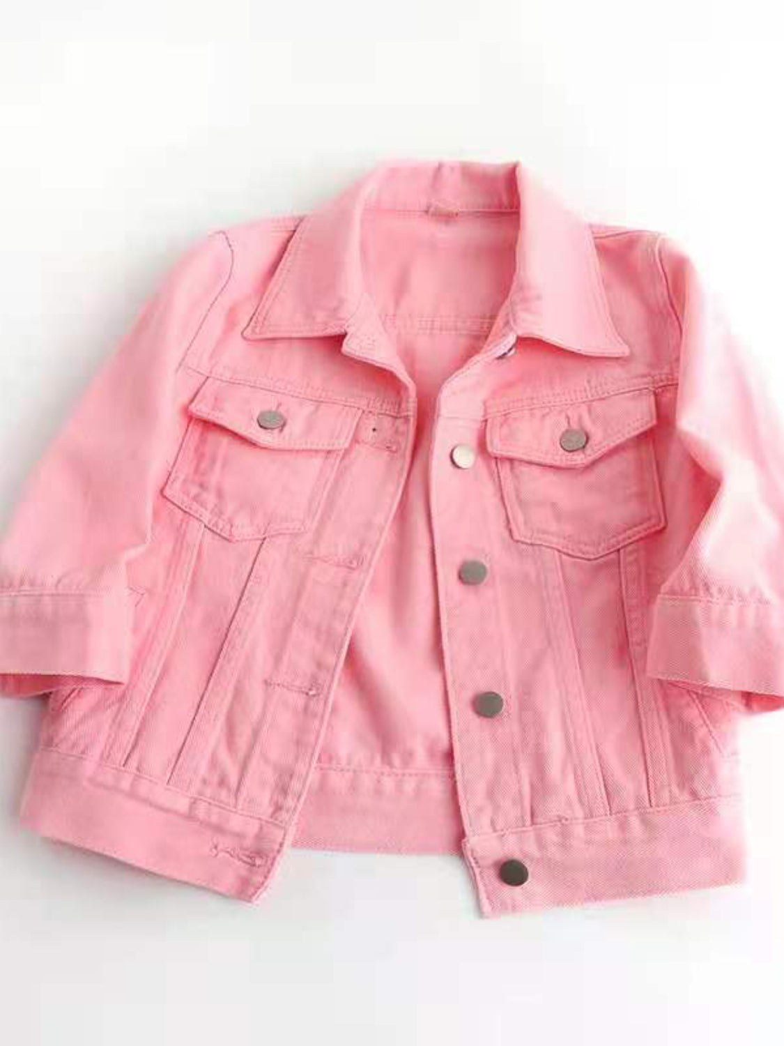 Side Button Slit Denim Jacket with Pockets