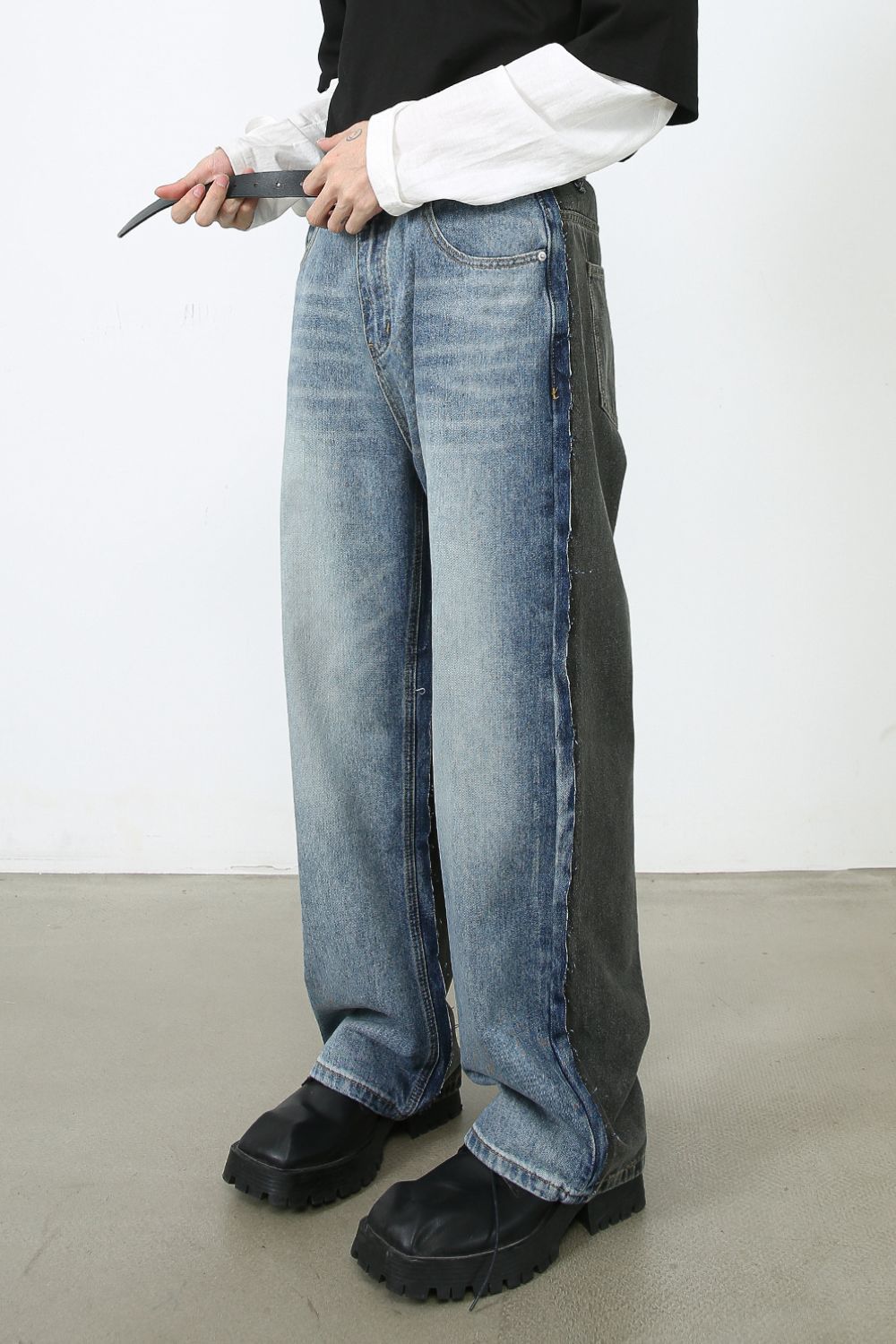 Men's Contrast Loose Fit Jeans